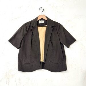 Vintage Carlette Short-Sleeve Blazer – Brown (Oversized M, Fits S–M)